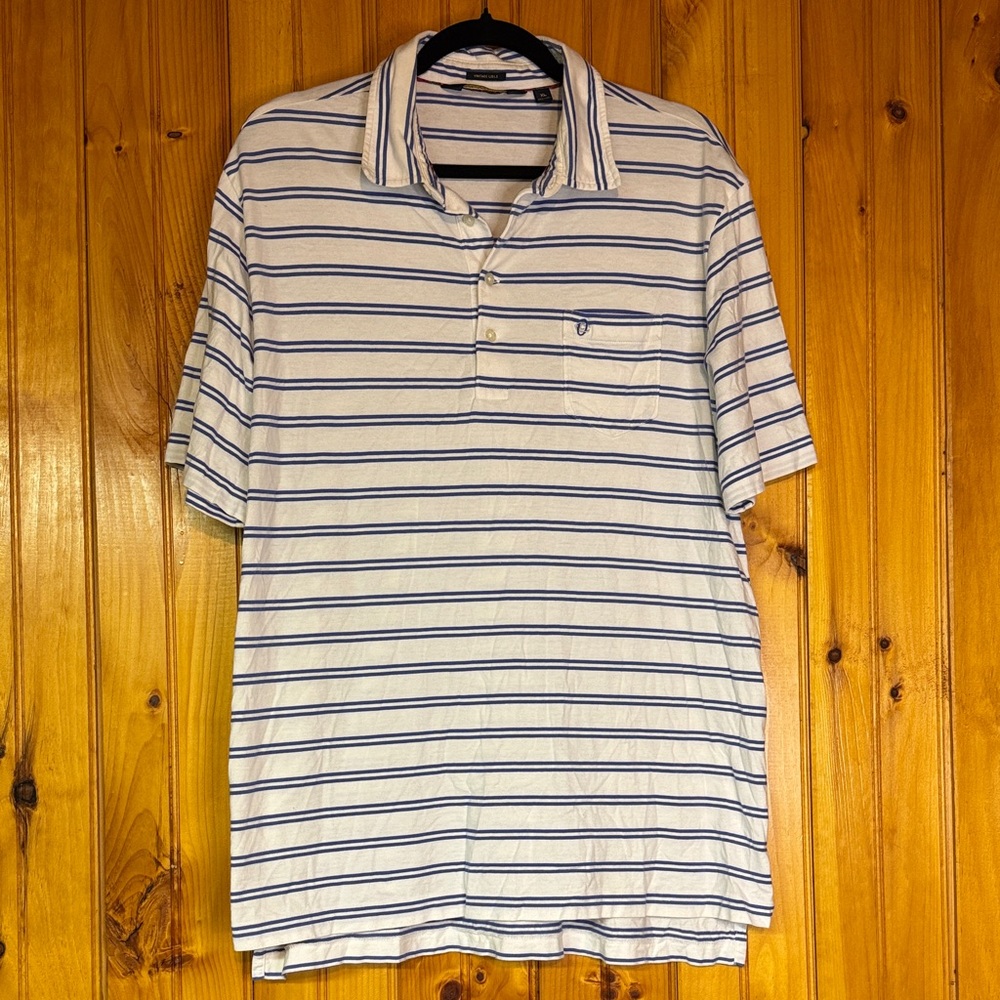 Polo Golf Ralph Lauren Vintage Lisle Striped Polo Shirt in Blue and White